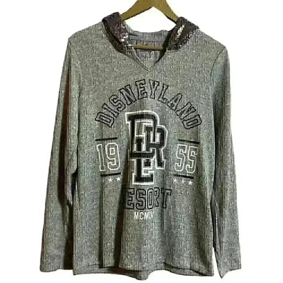 Disney Hoodie Women’s Large Grey Silver Sequined - Picture 1 of 8